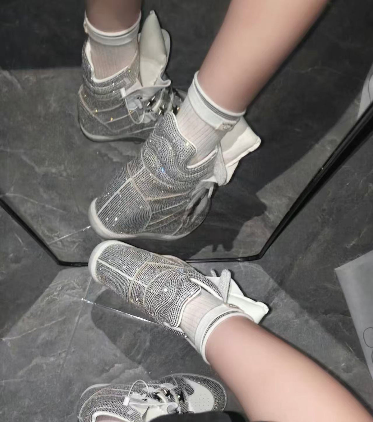 Star Rhinestone Wedge Sneakers.