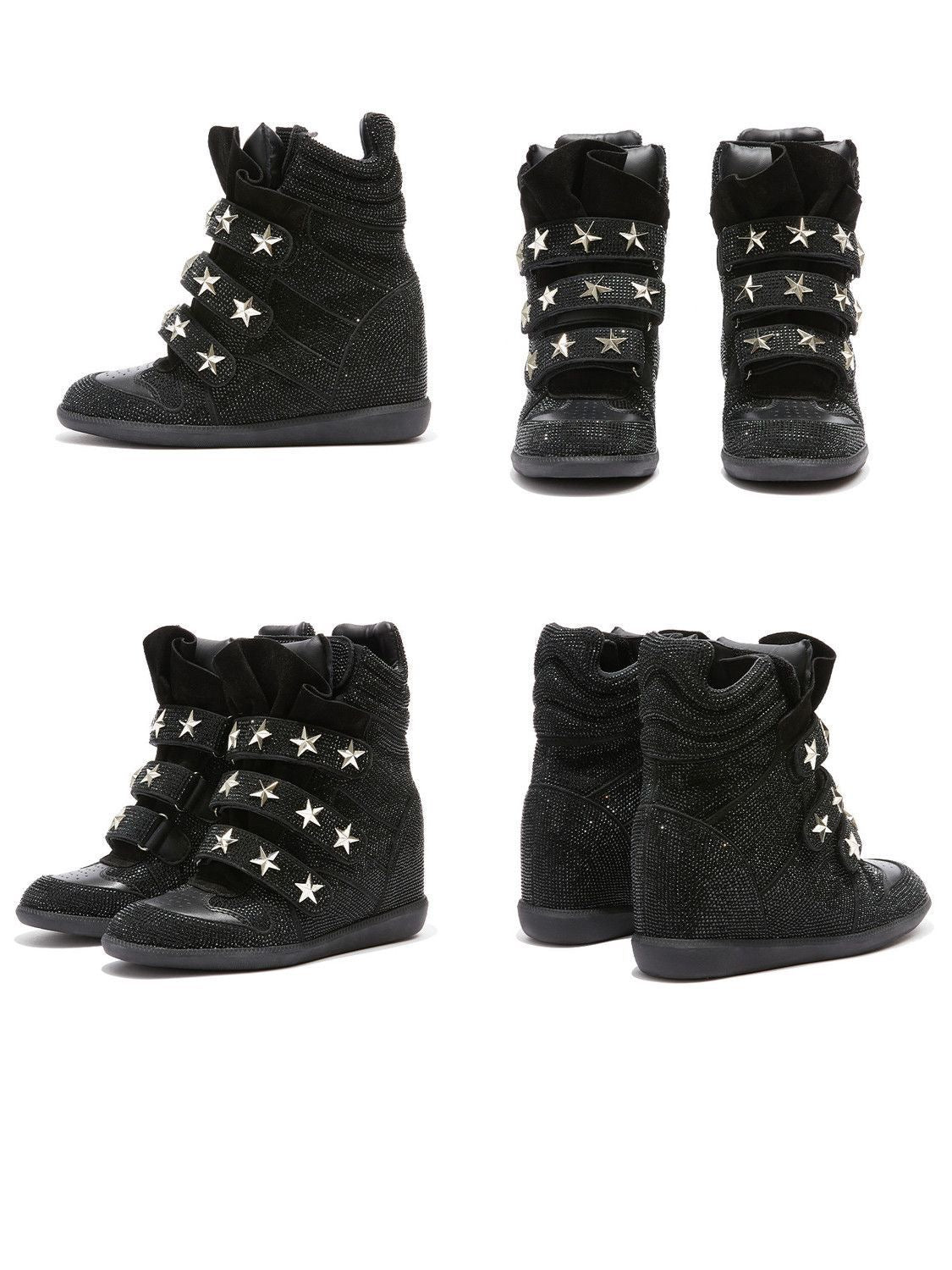 Star Rhinestone Wedge Sneakers.