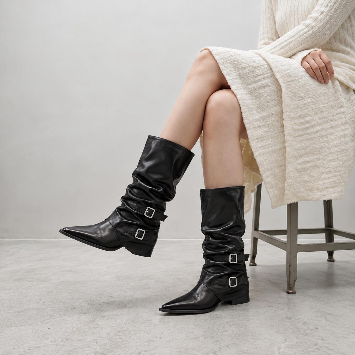 Slouchy Buckle Tall Boots.