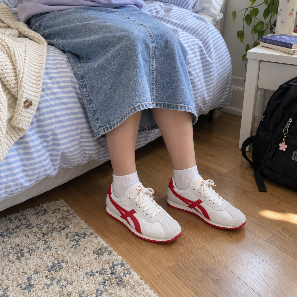 Retro Sneakers with Contrast Stripes.