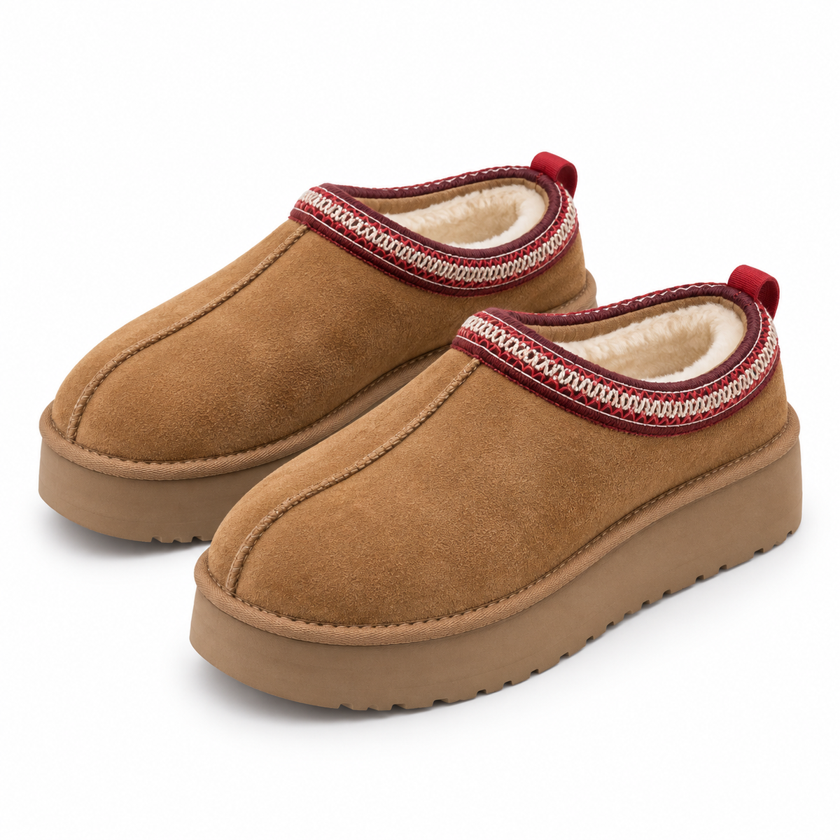 Braided-Trim Platform Slippers