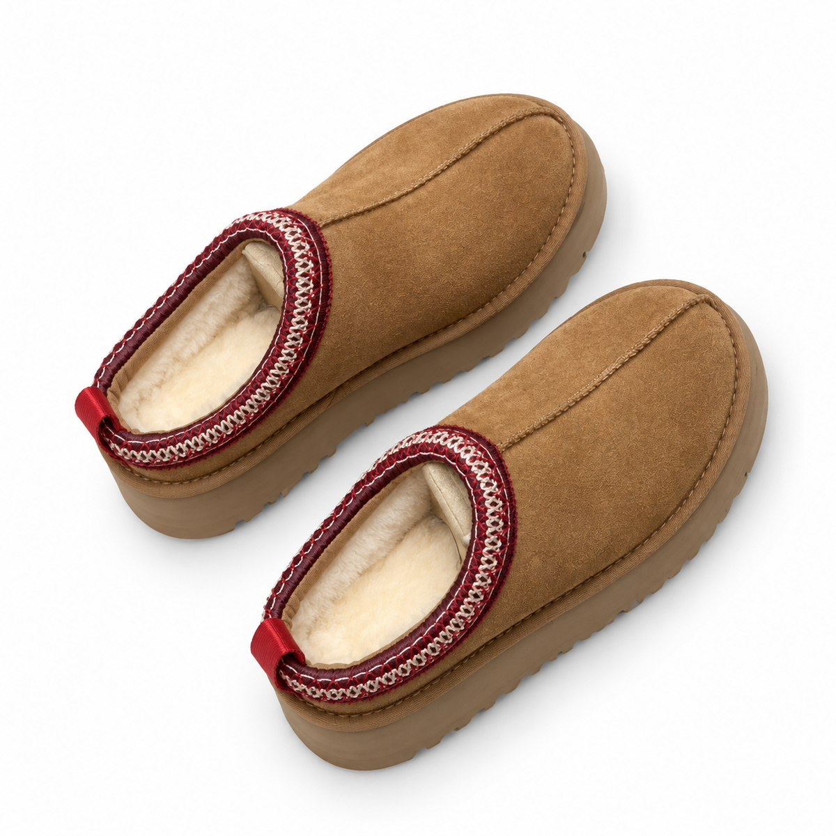 Braided-Trim Platform Slippers
