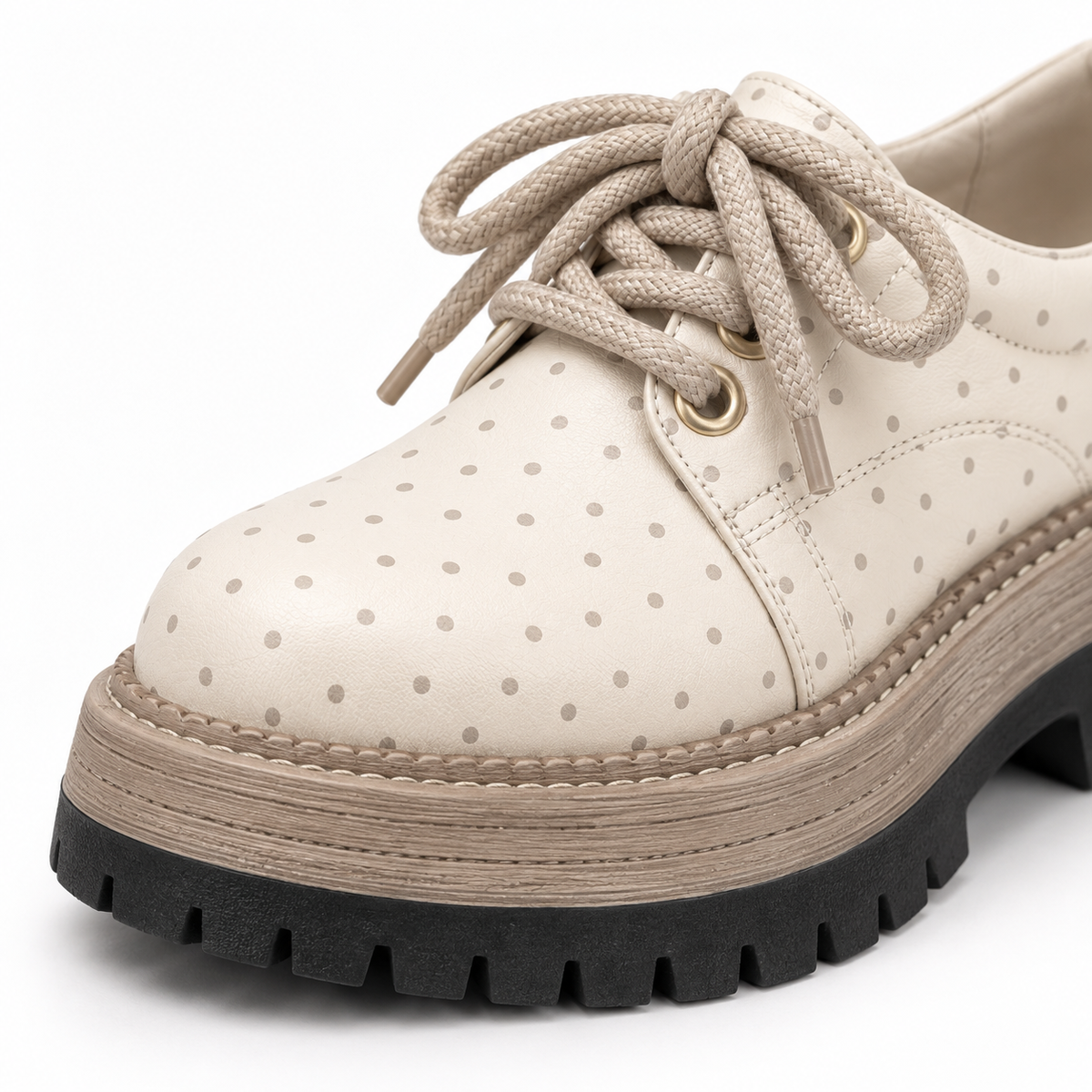 Polka Dot Platform Derby Shoes.