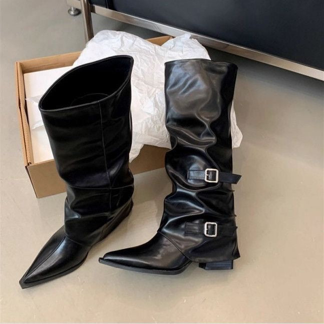 Slouchy Buckle Tall Boots.
