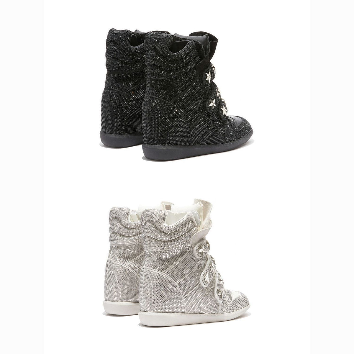 Star Rhinestone Wedge Sneakers.