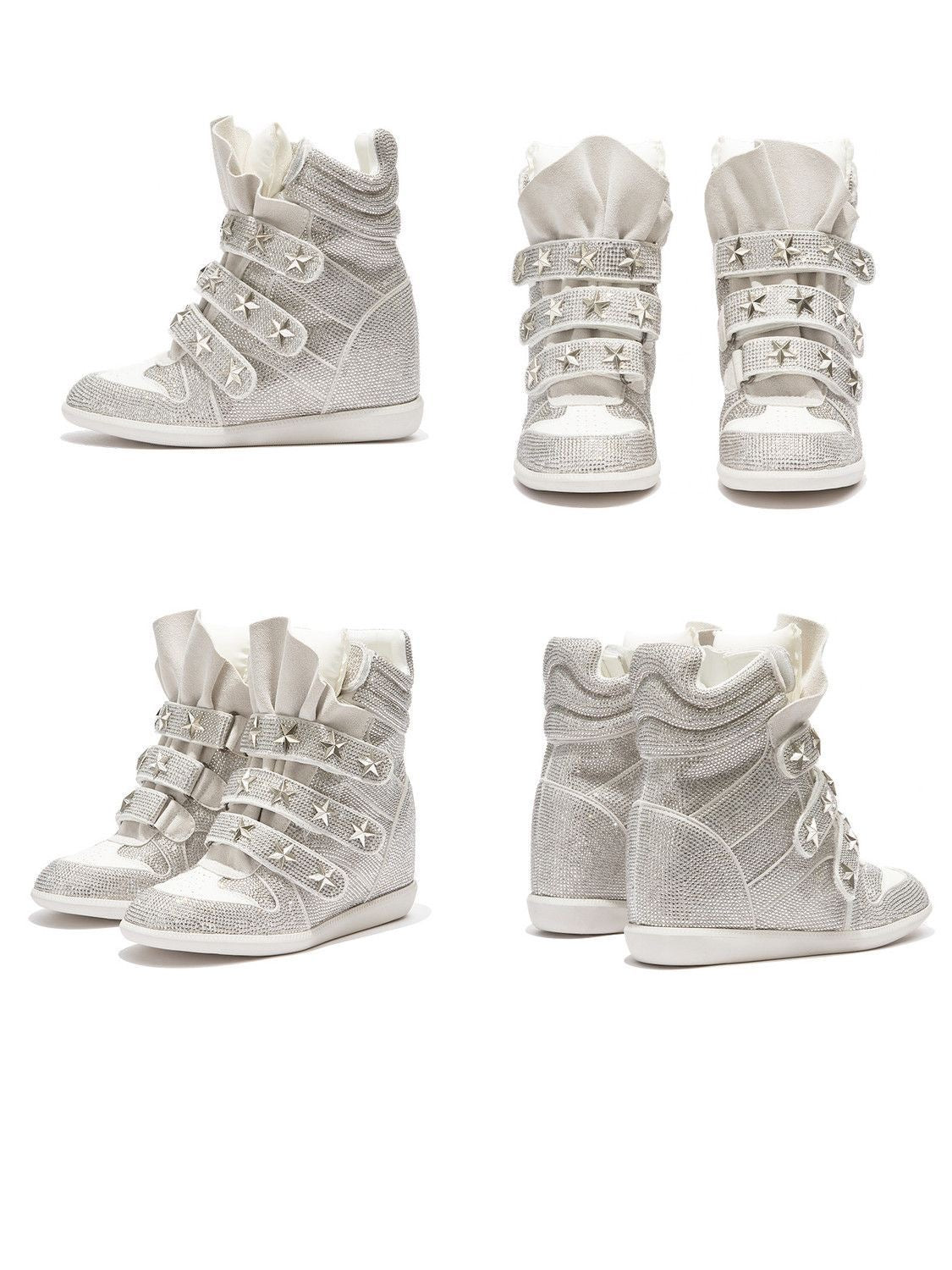 Star Rhinestone Wedge Sneakers.