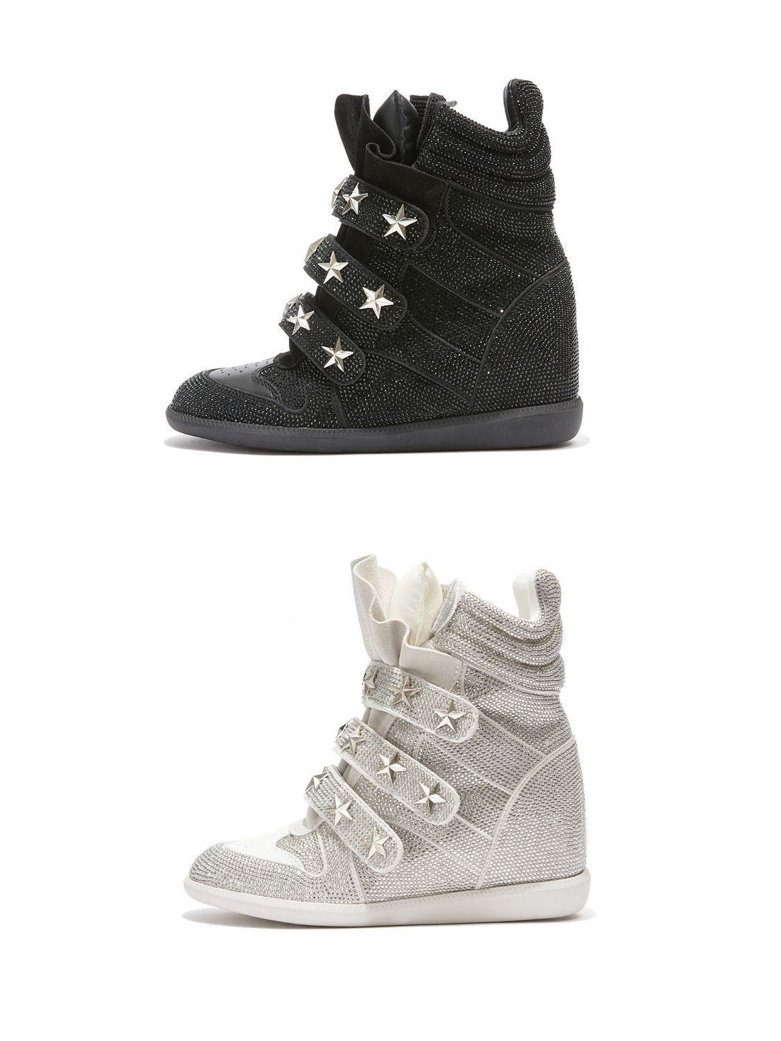 Star Rhinestone Wedge Sneakers.