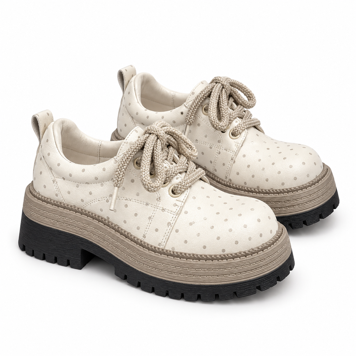 Polka Dot Platform Derby Shoes.