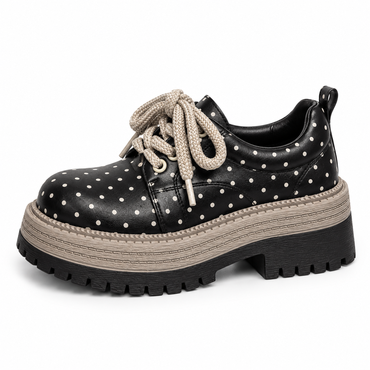 Polka Dot Platform Derby Shoes.